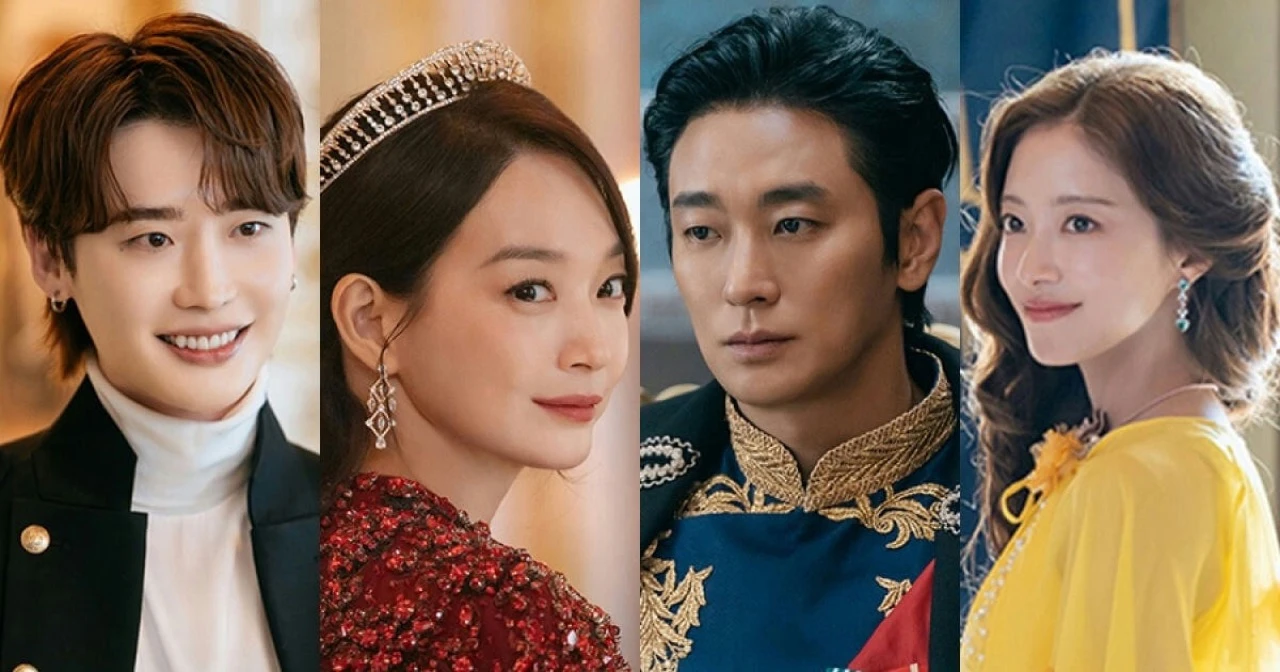 The Remarried Empress cast promotional stills showing Shin Min-ah, Lee Jong-suk, Ju Ji-hoon, and Lee Se-young in royal costumes