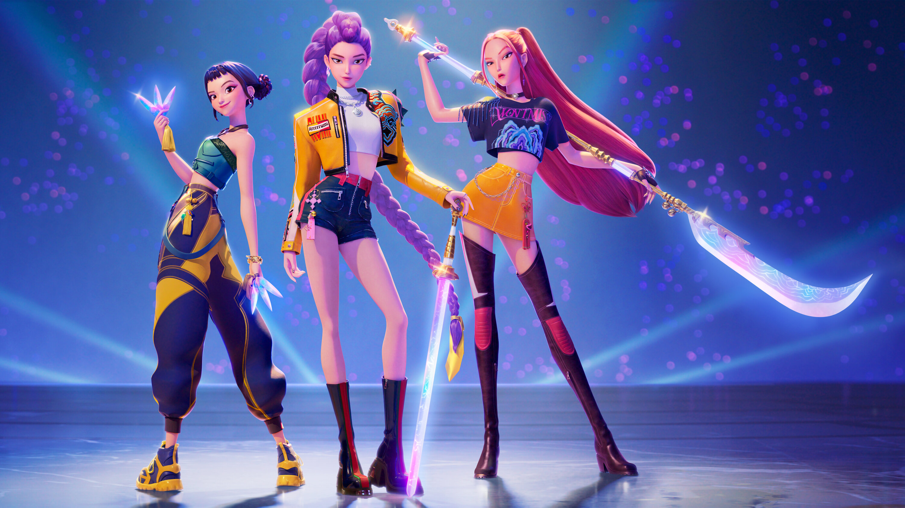 Huntrix, the K-Pop girl group from KPop Demon Hunters, in their official promotional image