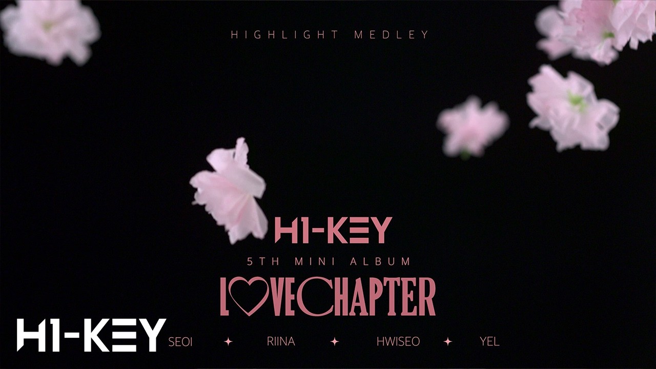 H1-KEY LOVECHAPTER 5th mini album highlight medley graphic with member names Seoi, Riina, Hwiseo, and Yel