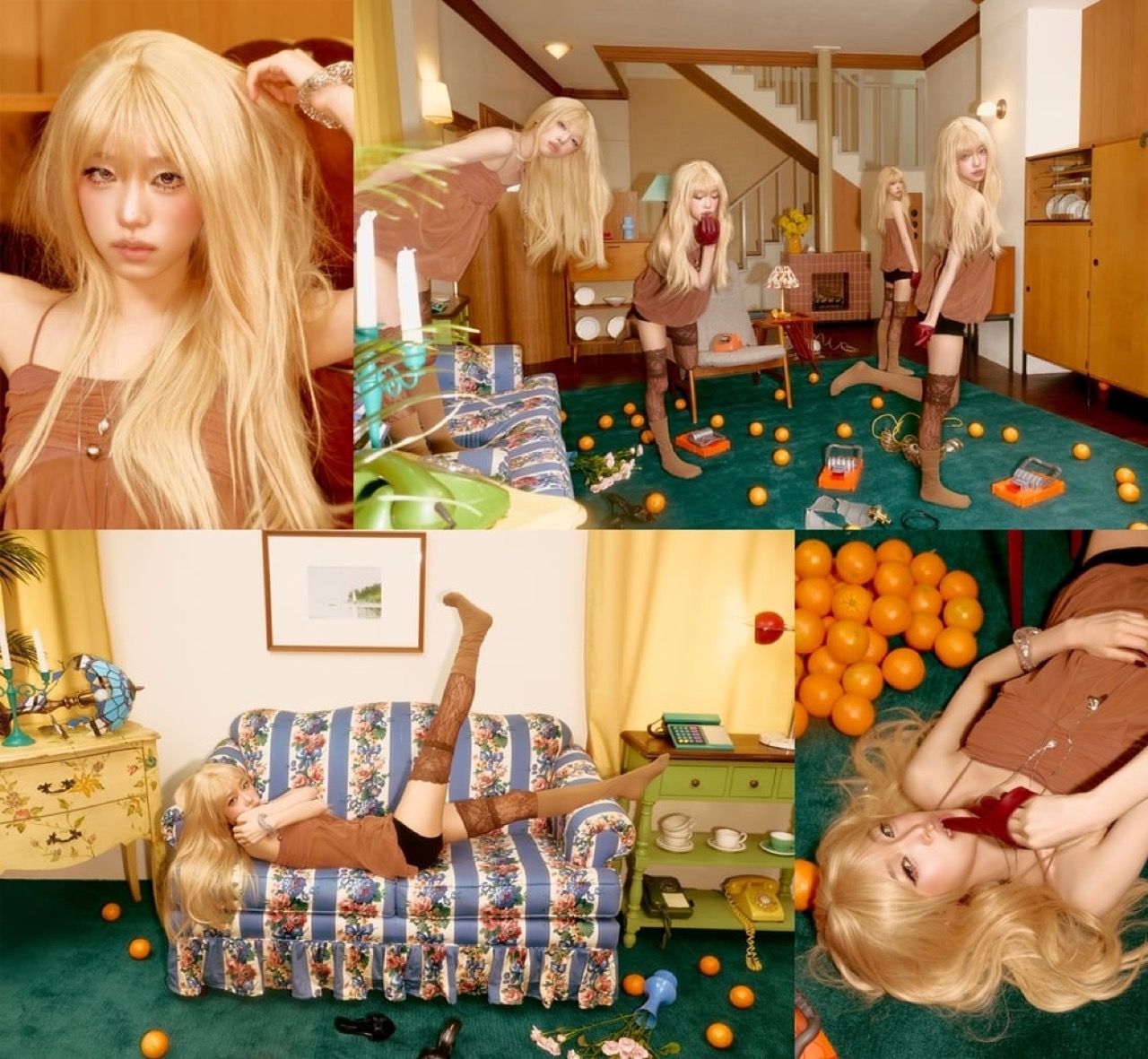 YENA LOVE CATCHER retro concept photo with blonde hair