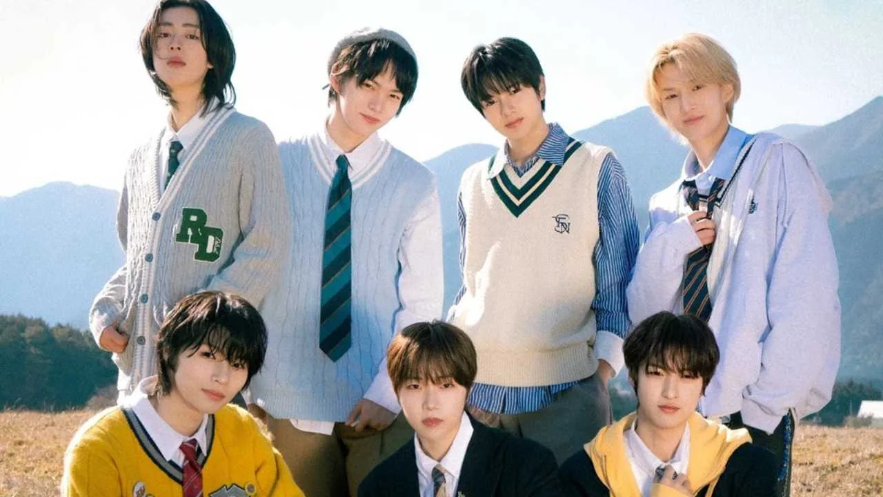 NAZE members in school uniform concept photo for pre-debut promotional material