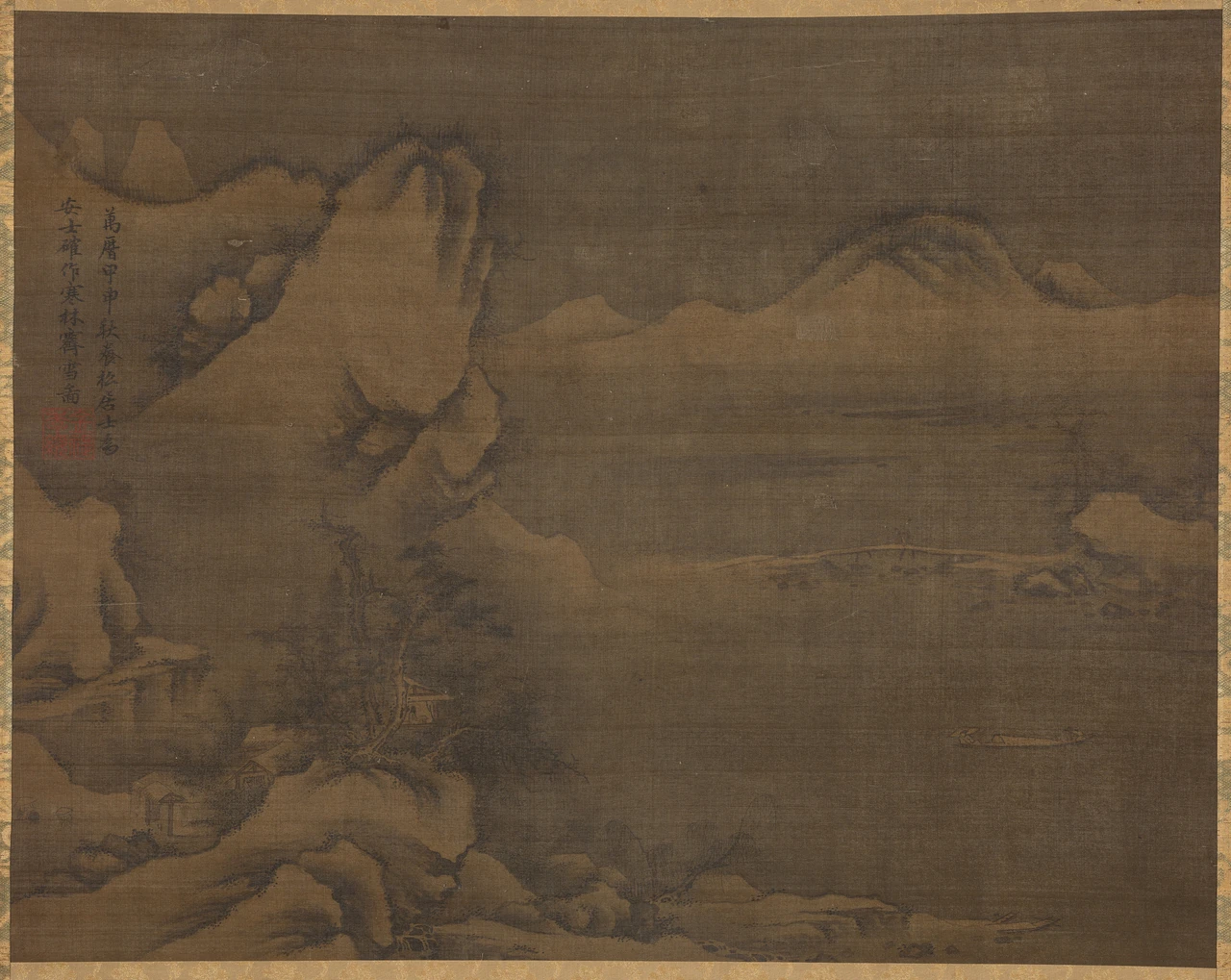 Snowscape with Figures (1584) by Kim Si, held at the Cleveland Museum of Art, one of 24 Korean paintings in the catalog funded by RM