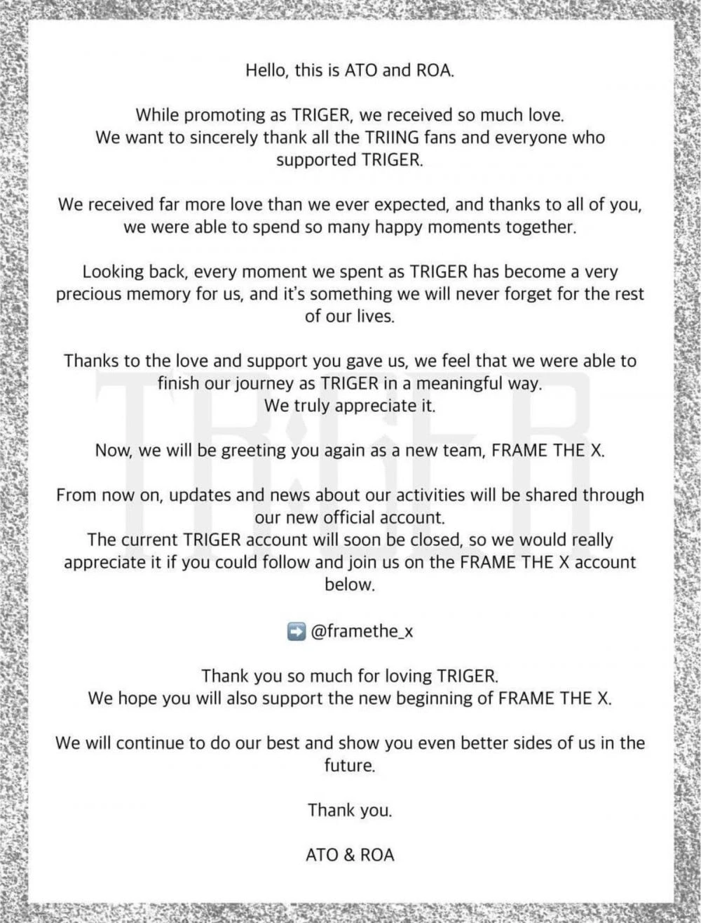 Official statement from Ato and Roa announcing FRAME THE X