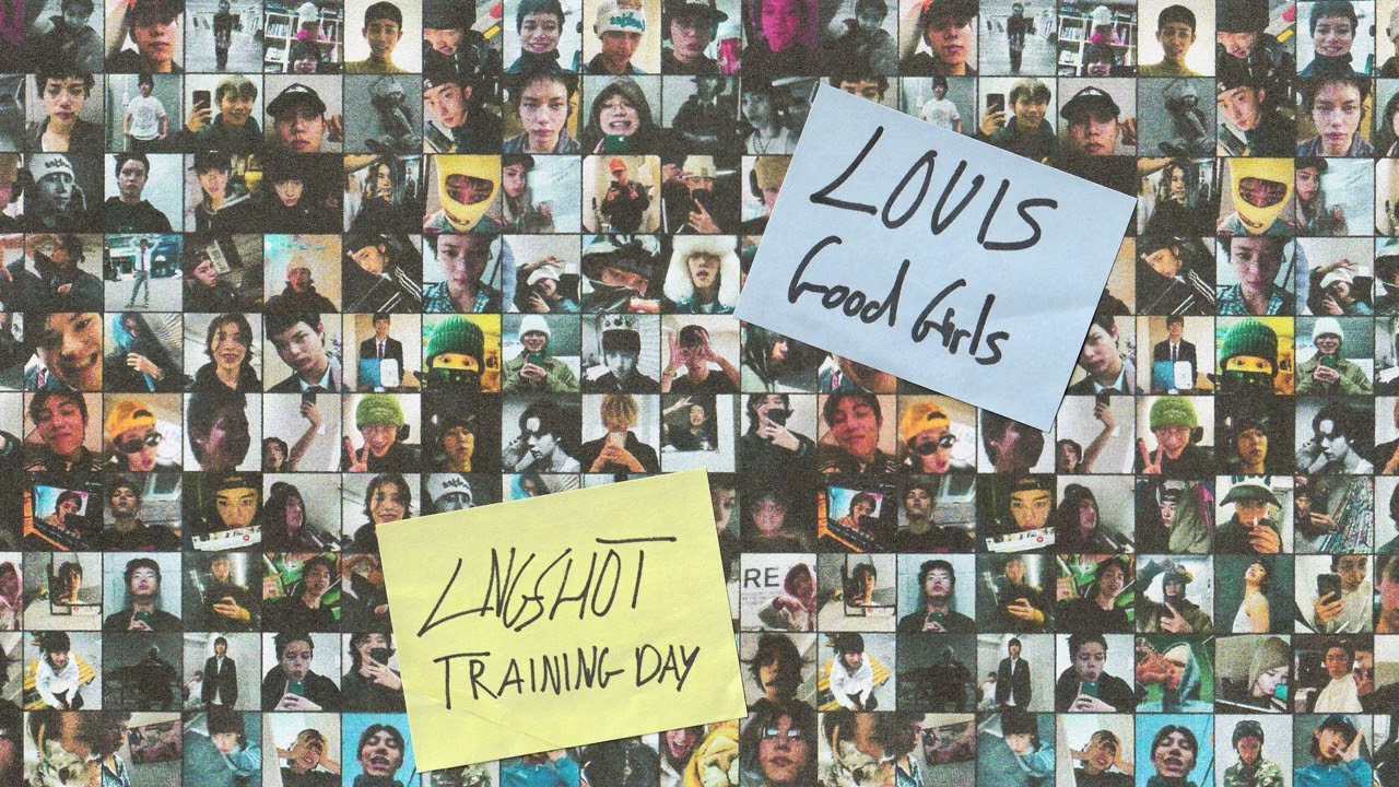 LNGSHOT Training Day EP Louis Good Girls solo track official artwork featuring trainee photo collage background