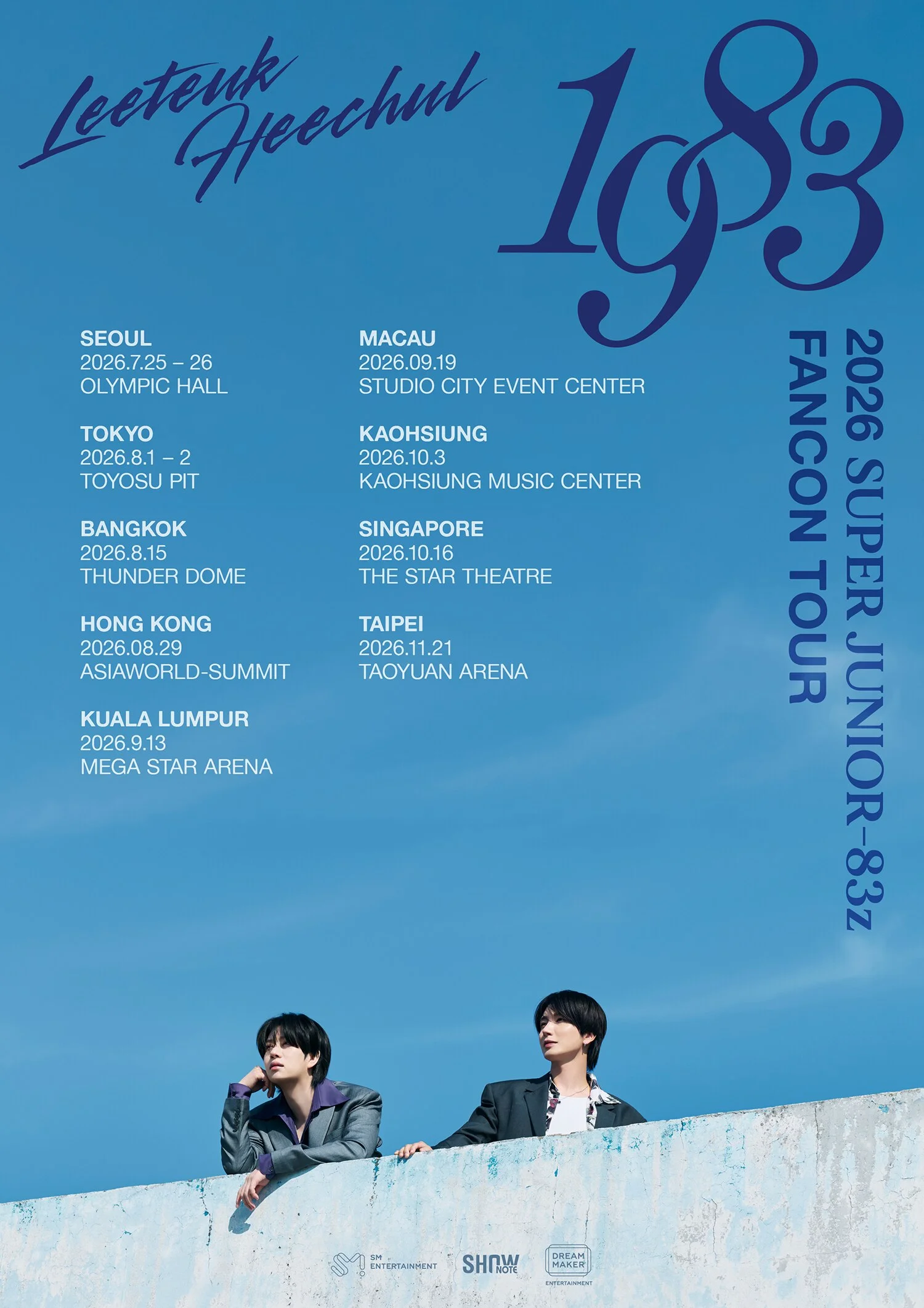 Official poster for the 2026 SUPER JUNIOR-83z fan-con tour 1983 featuring Leeteuk and Heechul