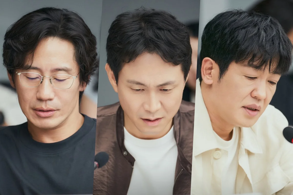 Shin Ha Kyun, Oh Jung Se, and Heo Sung Tae at the Fifties Professionals script reading