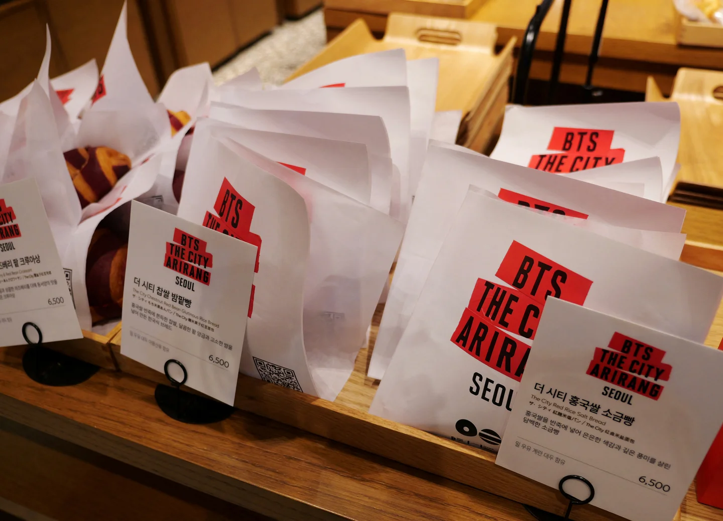 BTS The City Arirang branded bakery items displayed during the Seoul activation