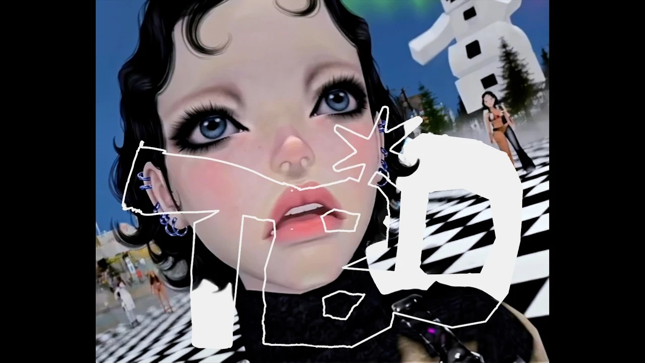 Animated still from Billlie's cartography of the unconscious teaser series showing a doll-like face in a surreal black-and-white scene