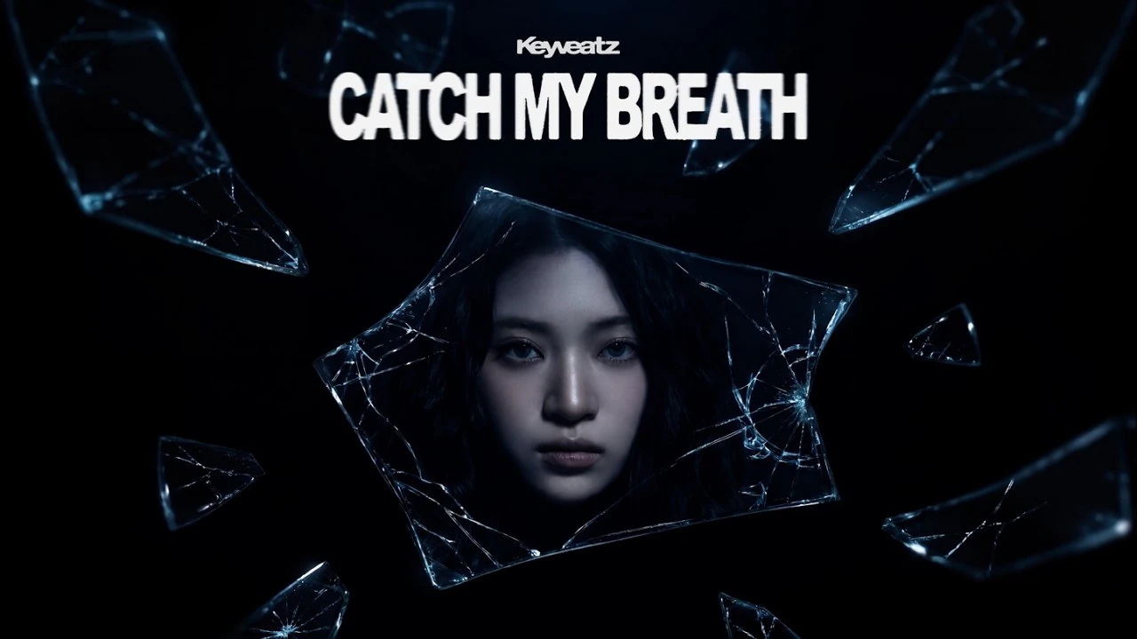 Keyveatz Catch My Breath teaser art showing a member framed by cracked glass