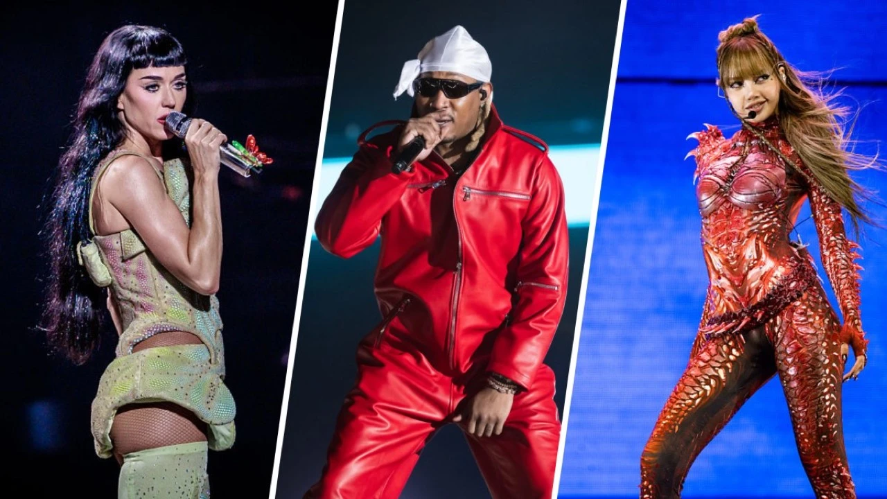 Three-panel concert collage showing multiple performers, including Lisa on the right, used in NBC Los Angeles's World Cup opening ceremony coverage