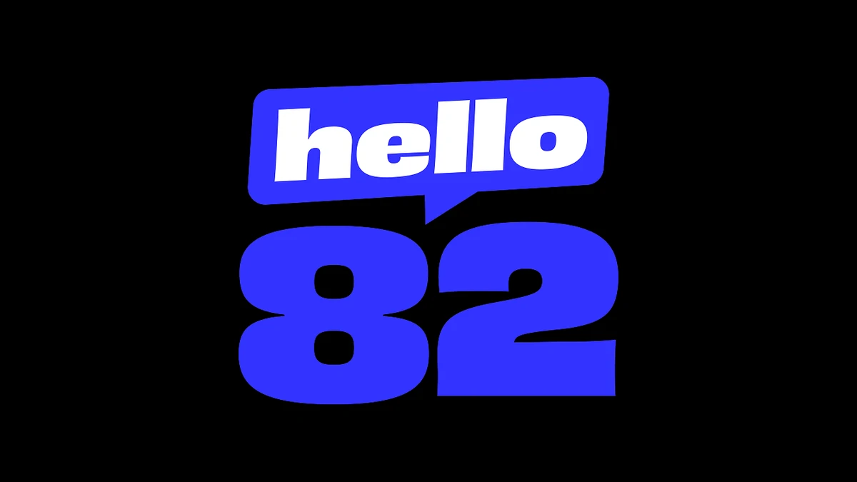 hello82 logo on a black background