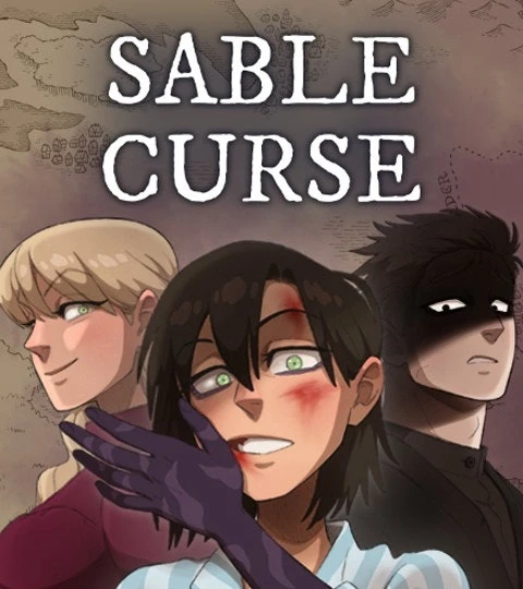 Promotional art for the WEBTOON series Sable Curse showing three illustrated characters beneath the title.