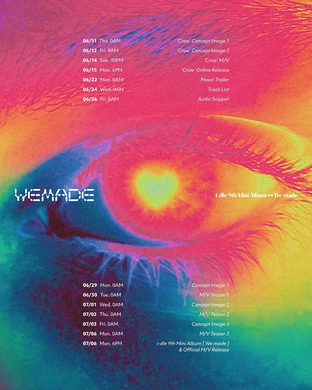 The official i-dle We made promotion scheduler poster in a thermal-eye design